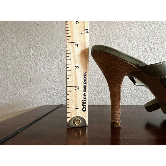 Carlos By Carlos Santana Fern Mule Heels Sandals Sz 8M Olive Womens Green Leathe - Picture 5 of 8